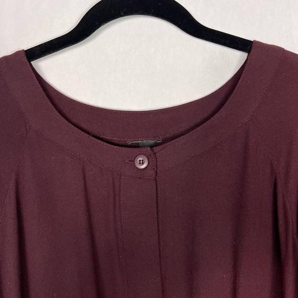 Mossimo Midi Shift Dress Womens Plus XXL Burgundy 3/4 Sleeve Button Up Pullover - Picture 5 of 14